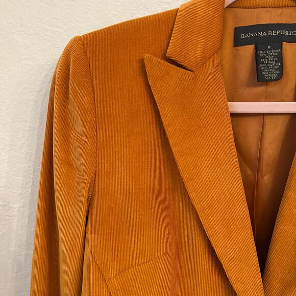 Vintage Banana Republic Corduroy Blazer Size 0 Pumpkin Orange Y2K - Picture 4 of 16
